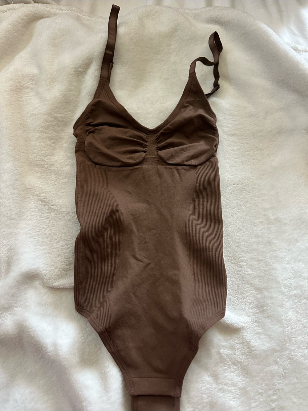 Brown Ribbed Bodysuit